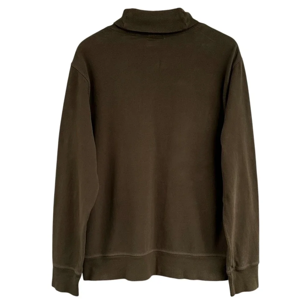 J.Crew Mens Sueded Jersey Cotton Shawl Collar Sweatshirt Brown Olive Green Large